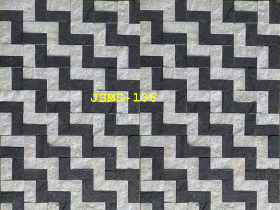 Marble Stone Mosaic Tiles in Linear Pattern with split face